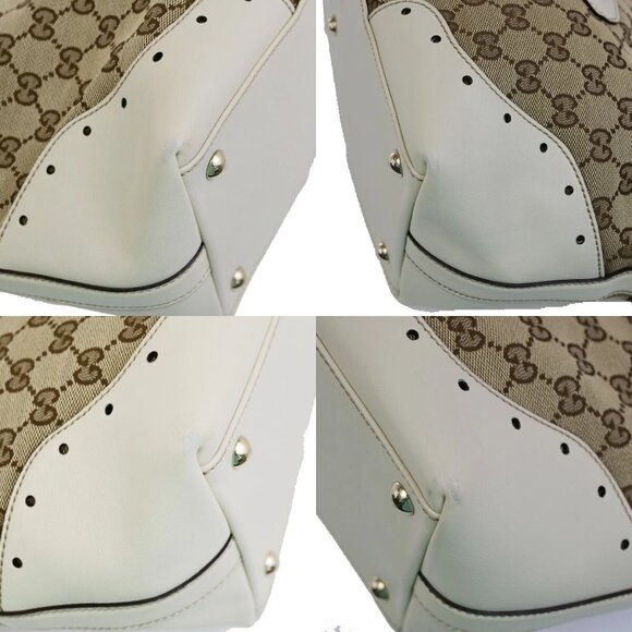 GUCCI Logo GG Pattern Shoulder Bag Canvas Leather Brown White GHW 76EE101 - Picture 12 of 14